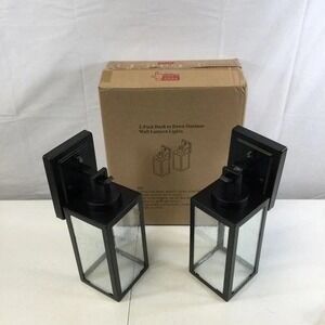 Black Electric Dusk To Dawn Outdoor Wall Lantern Light Pack Of 2
